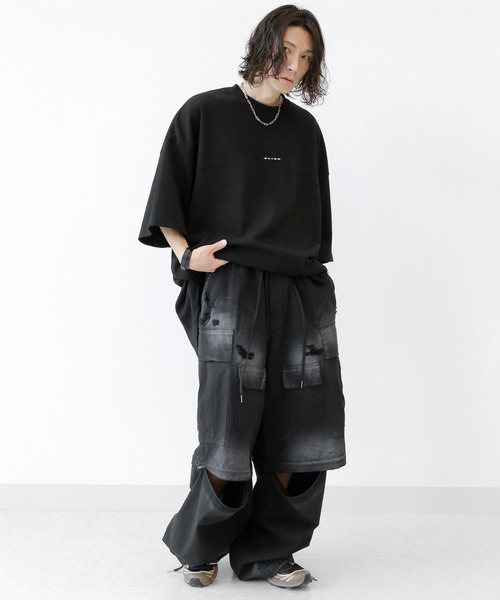 minsobi（ミンソビ）の「フィンガープリントTビッグシルエットT半袖 ユニセックストップス Tシャツワンピース（Tシャツ/カットソー・メンズ・ホワイト/ブラック・FREE）」の6枚目の写真