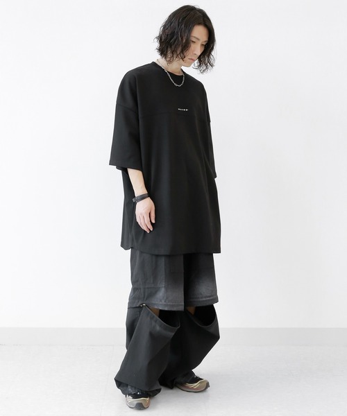 minsobi（ミンソビ）の「フィンガープリントTビッグシルエットT半袖 ユニセックストップス Tシャツワンピース（Tシャツ/カットソー・メンズ・ホワイト/ブラック・FREE）」の7枚目の写真