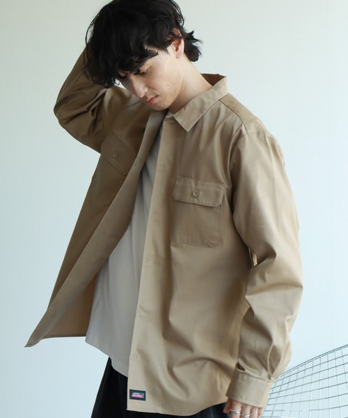 Dickies（ディッキーズ）の「【GENUINE DICKIES/ジェニュインディッキーズ】ツイル 長袖 ワークシャツ（シャツ/ブラウス・メンズ・チャコールグレー/ブラック/カーキ/ベージュ・M/L/XL）」の15枚目の写真