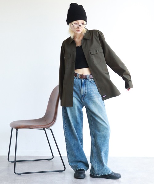 Dickies（ディッキーズ）の「【GENUINE DICKIES/ジェニュインディッキーズ】ツイル 長袖 ワークシャツ（シャツ/ブラウス・メンズ・チャコールグレー/ブラック/カーキ/ベージュ・M/L/XL）」の20枚目の写真