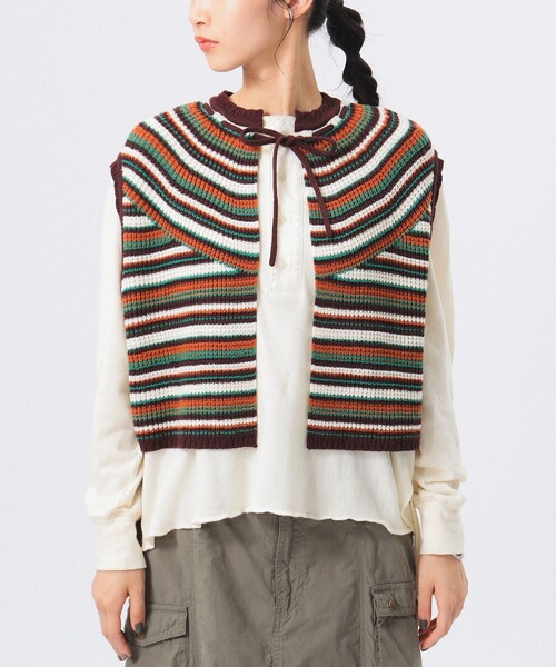 BEAMS BOY（ビームスボーイ）の「マルチボーダー ベスト（ベスト・レディース・ブルー/ホワイト系その他7/レッド・ONE SIZE）」の12枚目の写真