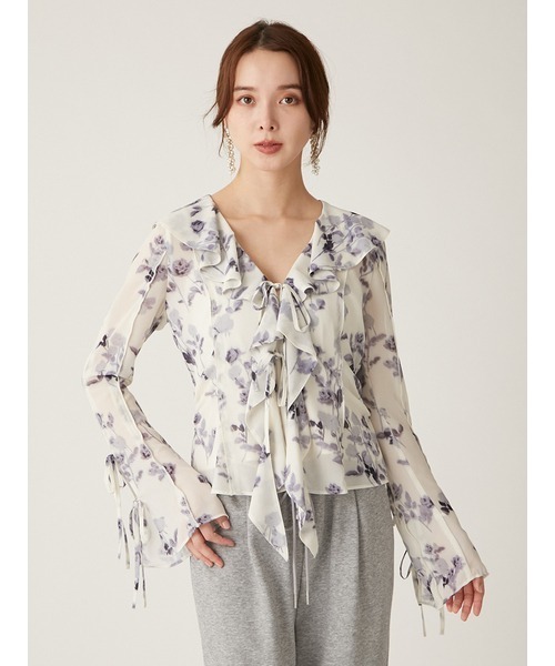 【セール】ラッフルバリエーションシアーブラウス（シャツ/ブラウス）｜LILY BROWN（リリーブラウン）