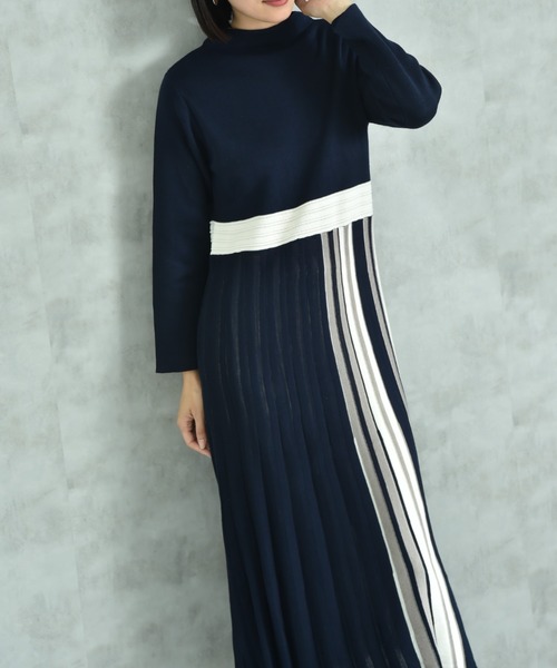 INTERPLANET（インタープラネット）の「サイドストライプニットワンピース（ワンピース・レディース・ブラック/ネイビー/グリーン・FREE）」の19枚目の写真