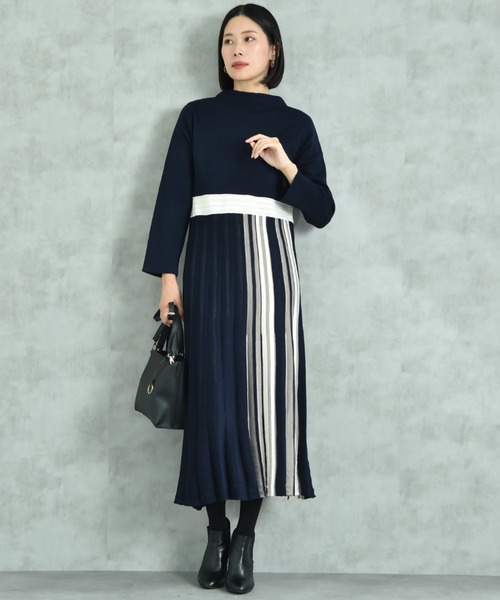 INTERPLANET（インタープラネット）の「サイドストライプニットワンピース（ワンピース・レディース・ブラック/ネイビー/グリーン・FREE）」の21枚目の写真