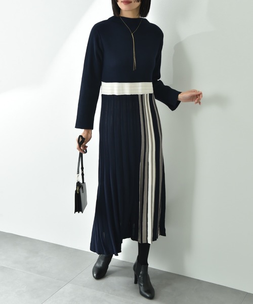 INTERPLANET（インタープラネット）の「サイドストライプニットワンピース（ワンピース・レディース・ブラック/ネイビー/グリーン・FREE）」の10枚目の写真