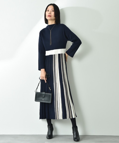 INTERPLANET（インタープラネット）の「サイドストライプニットワンピース（ワンピース・レディース・ブラック/ネイビー/グリーン・FREE）」の12枚目の写真