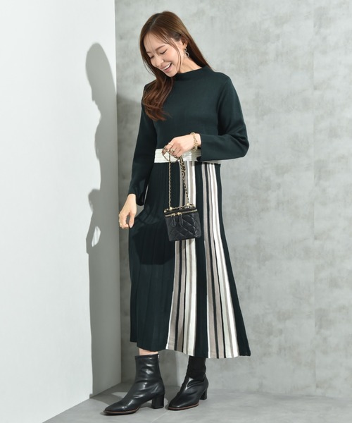 セール】サイドストライプニットワンピース（ワンピース