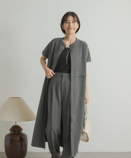 URBAN RESEARCH DOORS(アーバンリサーチドアーズ)の「『UR TECH DRYLUXE』レイヤードライクシャツワンピース(ワンピース・レディース・チャコールグレー/カーキ・MEDIUM)」の9枚目の写真