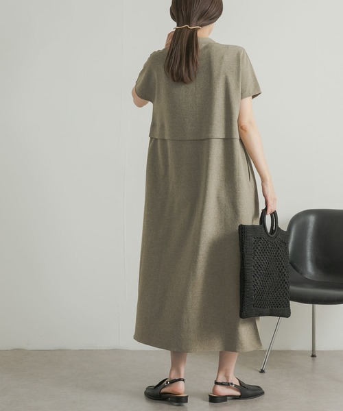 URBAN RESEARCH DOORS(アーバンリサーチドアーズ)の「『UR TECH DRYLUXE』レイヤードライクシャツワンピース(ワンピース・レディース・チャコールグレー/カーキ・MEDIUM)」の20枚目の写真
