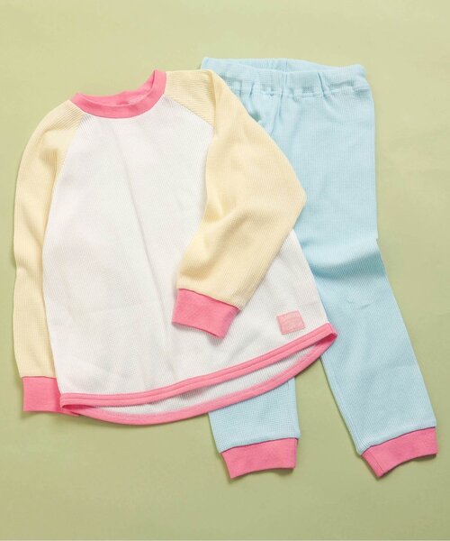 BREEZE（ブリーズ）の「ワッフルバリエーションパジャマ_上下セット（ルームウェア/パジャマ・キッズ・ピンク/ブラック/アイボリー/カーキ/サックスブルー/クリーム・130/120/110/100/90/80/150/140）」の5枚目の写真