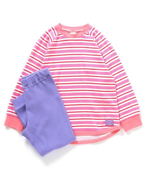 BREEZE（ブリーズ）の「ワッフルバリエーションパジャマ_上下セット（ルームウェア/パジャマ・キッズ・ピンク/ブラック/アイボリー/カーキ/サックスブルー/クリーム・130/120/110/100/90/80/150/140）」の6枚目の写真