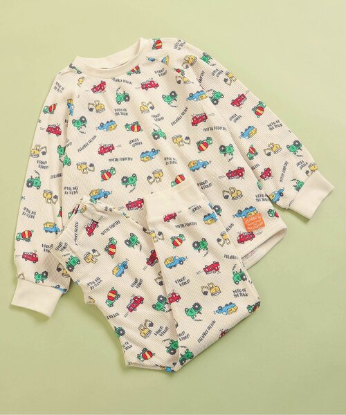 BREEZE（ブリーズ）の「ワッフルバリエーションパジャマ_上下セット（ルームウェア/パジャマ・キッズ・ピンク/ブラック/アイボリー/カーキ/サックスブルー/クリーム・130/120/110/100/90/80/150/140）」の2枚目の写真