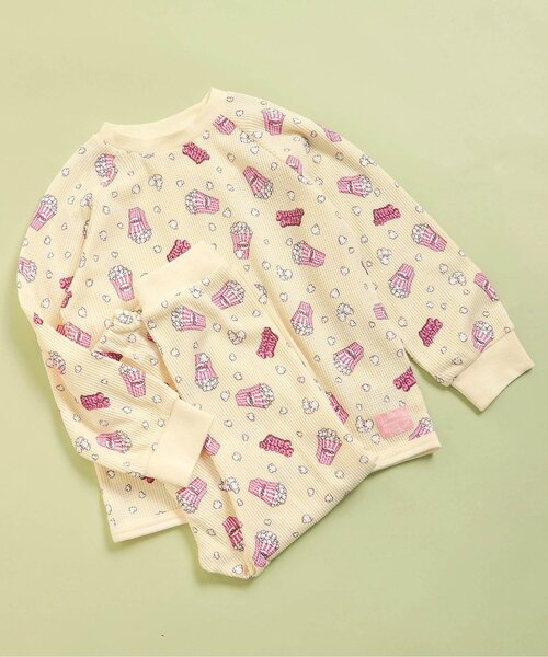 BREEZE（ブリーズ）の「ワッフルバリエーションパジャマ_上下セット（ルームウェア/パジャマ・キッズ・ピンク/ブラック/アイボリー/カーキ/サックスブルー/クリーム・130/120/110/100/90/80/150/140）」の4枚目の写真