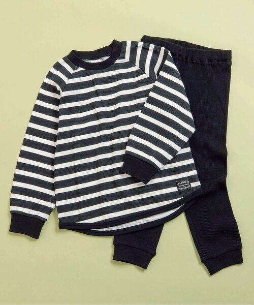 BREEZE（ブリーズ）の「ワッフルバリエーションパジャマ_上下セット（ルームウェア/パジャマ・キッズ・ピンク/ブラック/アイボリー/カーキ/サックスブルー/クリーム・130/120/110/100/90/80/150/140）」の3枚目の写真