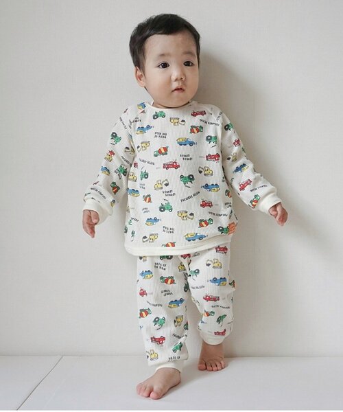 BREEZE（ブリーズ）の「ワッフルバリエーションパジャマ_上下セット（ルームウェア/パジャマ・キッズ・ピンク/ブラック/アイボリー/カーキ/サックスブルー/クリーム・130/120/110/100/90/80/150/140）」の14枚目の写真