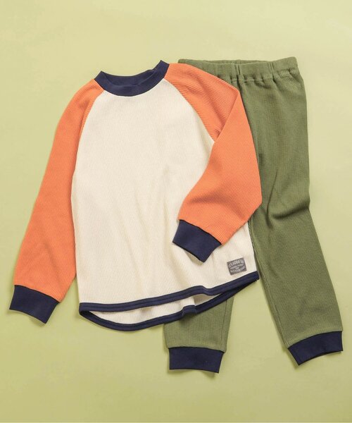 BREEZE（ブリーズ）の「ワッフルバリエーションパジャマ_上下セット（ルームウェア/パジャマ・キッズ・ピンク/ブラック/アイボリー/カーキ/サックスブルー/クリーム・130/120/110/100/90/80/150/140）」の17枚目の写真