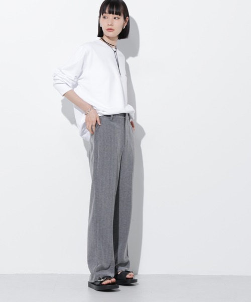 Apo(s)ture(アポスチャー)の「RITA-002/ヘリンボンセンタープレスストレートパンツ(その他パンツ・レディース・ライトグレー/ブラウン/グレー/チャコール・XL/XS/S/M/L)」の6枚目の写真