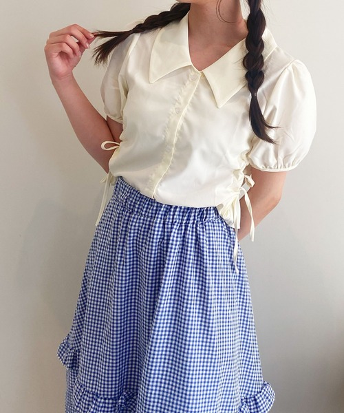 frunco（フランコ）の「サイドオープン襟付きブラウス（シャツ/ブラウス・レディース・ブルー/ベージュ/ホワイト・MEDIUM）」の22枚目の写真