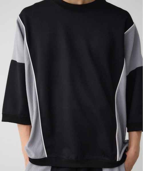 AZUL by moussy(アズールバイマウジー)の「スウィッチングジャージートップス(Tシャツ/カットソー・メンズ・ブラック/ブラック系その他/ホワイト系その他・FREE)」の3枚目の写真