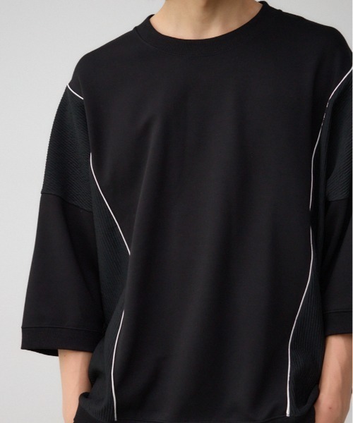 AZUL by moussy(アズールバイマウジー)の「スウィッチングジャージートップス(Tシャツ/カットソー・メンズ・ブラック/ブラック系その他/ホワイト系その他・FREE)」の1枚目の写真