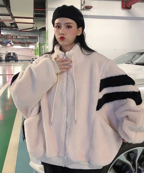 SHEPP（シープ）の「ボアライン ドルマンシルエット ブルゾン（ブルゾン・レディース・ブラック/アイボリー・XL/M）」の13枚目の写真