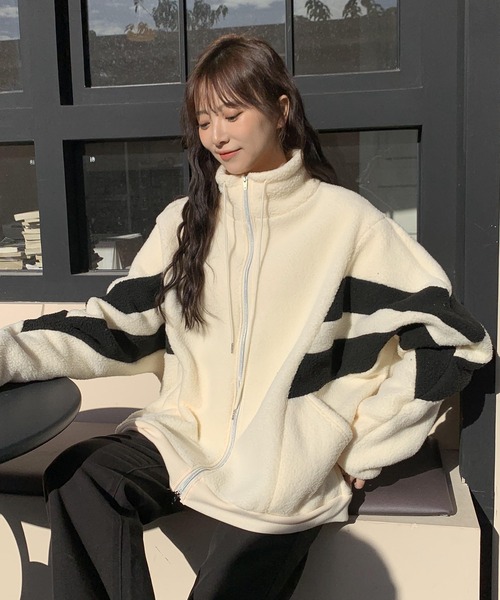 SHEPP（シープ）の「ボアライン ドルマンシルエット ブルゾン（ブルゾン・レディース・ブラック/アイボリー・XL/M）」の19枚目の写真