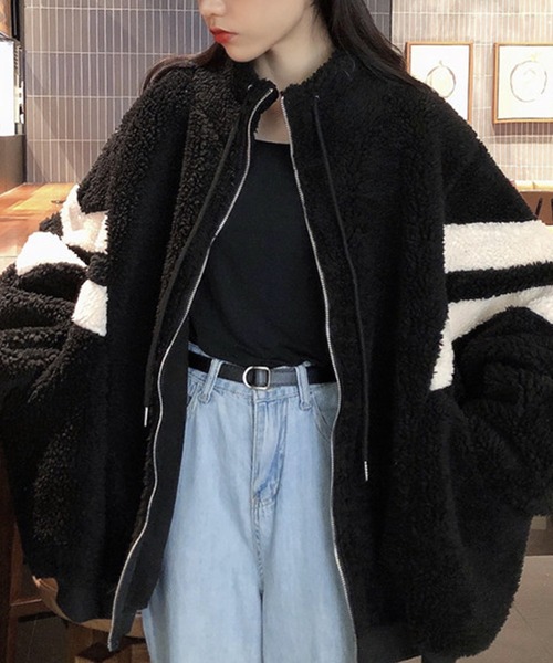 SHEPP（シープ）の「ボアライン ドルマンシルエット ブルゾン（ブルゾン・レディース・ブラック/アイボリー・XL/M）」の20枚目の写真