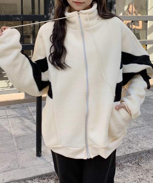 SHEPP（シープ）の「ボアライン ドルマンシルエット ブルゾン（ブルゾン・レディース・ブラック/アイボリー・XL/M）」の22枚目の写真