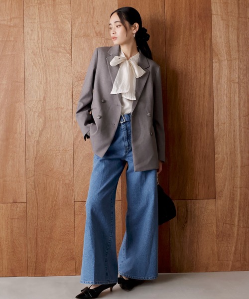 VIS(ビス)の「シャイニーボウタイ長袖ブラウス/イージーケア・2WAY(シャツ/ブラウス・レディース・キナリ/ベージュ/ピンク/ブラック・S/M)」の17枚目の写真