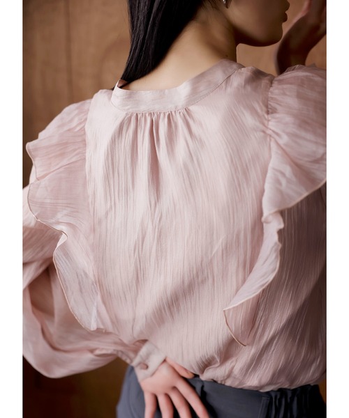 VIS(ビス)の「シャイニーボウタイ長袖ブラウス/イージーケア・2WAY(シャツ/ブラウス・レディース・キナリ/ベージュ/ピンク/ブラック・S/M)」の22枚目の写真