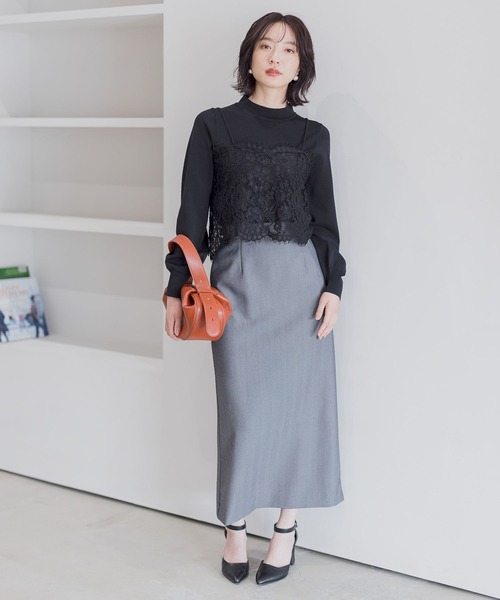 Andemiu（アンデミュウ）の「ヘリンボンＩラインスカート148439（スカート・レディース・ブラウン/チャコールグレー/ブラック・SMALL/MEDIUM）」の9枚目の写真