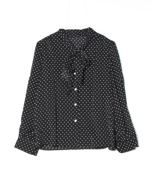 PIN(ピン)の「Pearl Button Tie Dot Blouse(シャツ/ブラウス・レディース・ブラック/ホワイト・FREE)」の10枚目の写真
