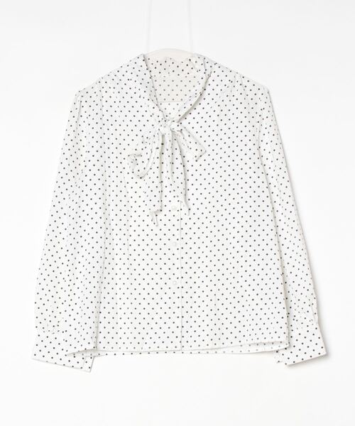 PIN(ピン)の「Pearl Button Tie Dot Blouse(シャツ/ブラウス・レディース・ブラック/ホワイト・FREE)」の12枚目の写真