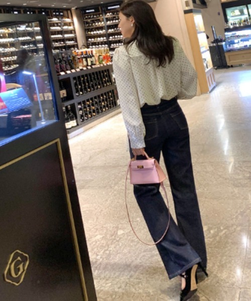PIN(ピン)の「Pearl Button Tie Dot Blouse(シャツ/ブラウス・レディース・ブラック/ホワイト・FREE)」の5枚目の写真