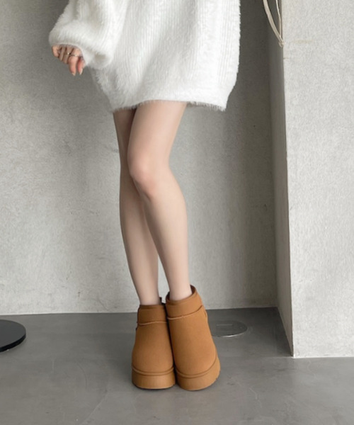 Ada.(エイダ)の「厚底 ムートン ショートブーツ(ブーツ・レディース・ブラウン/ブラック・37/36/39/38)」の10枚目の写真