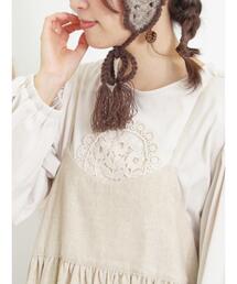 Samansa Mos2 | フラワー柄パーツレース貼りカットソー(Tシャツ/カットソー)