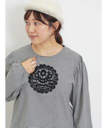 Samansa Mos2 | フラワー柄パーツレース貼りカットソー(Tシャツ/カットソー)