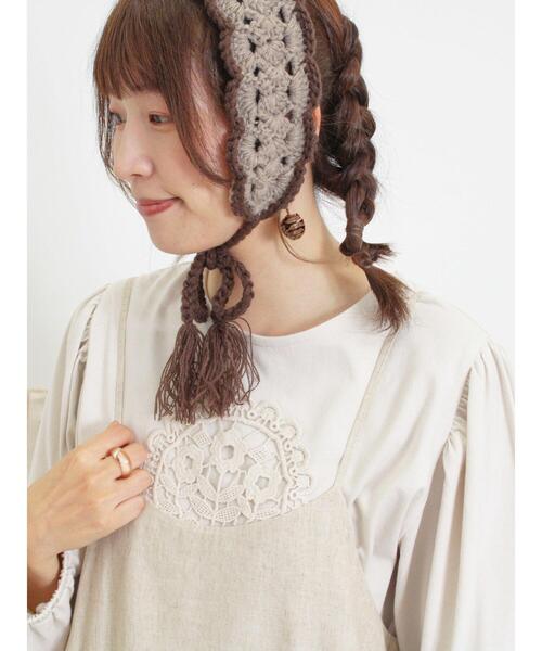 Samansa Mos2（サマンサ モスモス）の「フラワー柄パーツレース貼りカットソー（Tシャツ/カットソー・レディース・キナリ/ブラック/チャコールグレー・F）」の7枚目の写真