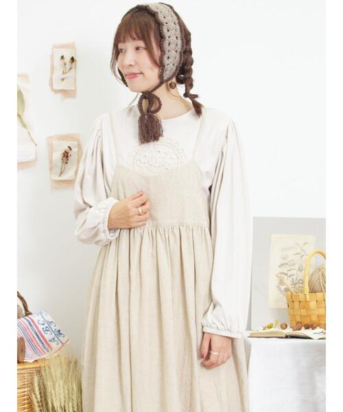 Samansa Mos2（サマンサ モスモス）の「フラワー柄パーツレース貼りカットソー（Tシャツ/カットソー・レディース・キナリ/ブラック/チャコールグレー・F）」の8枚目の写真