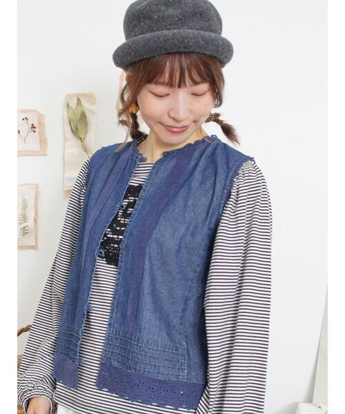 Samansa Mos2（サマンサ モスモス）の「フラワー柄パーツレース貼りカットソー（Tシャツ/カットソー・レディース・キナリ/ブラック/チャコールグレー・F）」の14枚目の写真