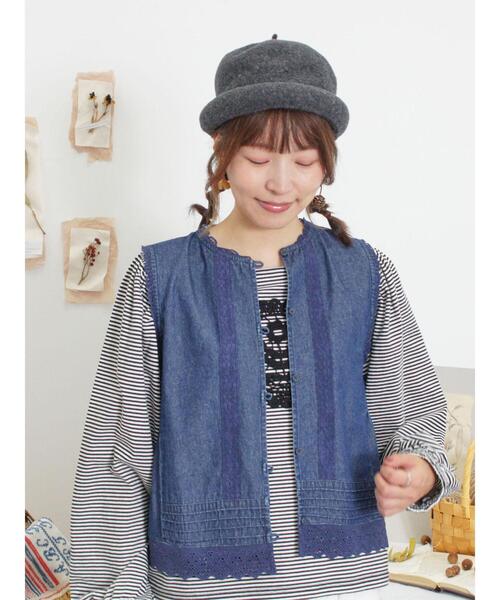 Samansa Mos2（サマンサ モスモス）の「フラワー柄パーツレース貼りカットソー（Tシャツ/カットソー・レディース・キナリ/ブラック/チャコールグレー・F）」の15枚目の写真