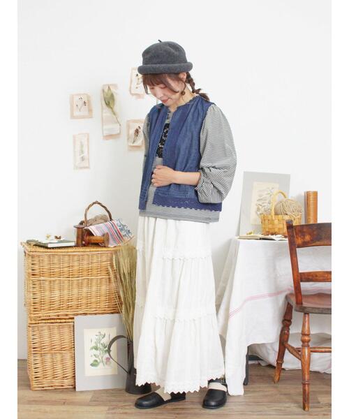 Samansa Mos2（サマンサ モスモス）の「フラワー柄パーツレース貼りカットソー（Tシャツ/カットソー・レディース・キナリ/ブラック/チャコールグレー・F）」の18枚目の写真