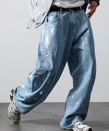 FREAK'S STORE | FREAK’S STORE/フリークスストア 箔プリント ツイステッド カーブデニムパンツ(デニムパンツ)