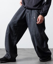 FREAK'S STORE | FREAK’S STORE/フリークスストア 箔プリント ツイステッド カーブデニムパンツ(デニムパンツ)