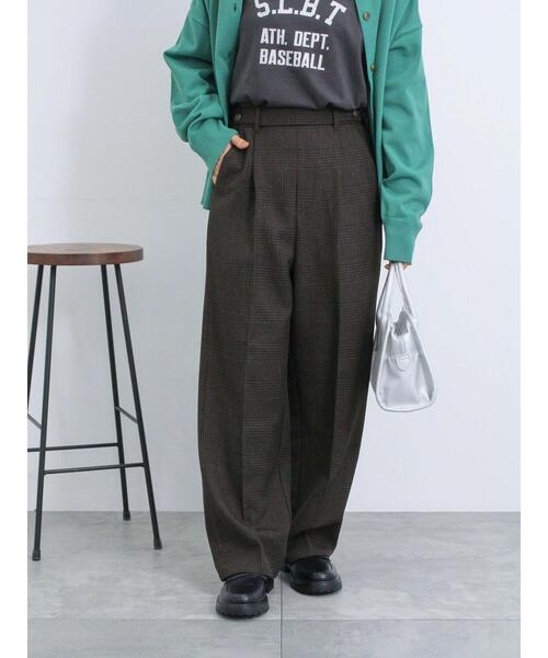 Samansa Mos2 blue（サマンサモスモスブルー）の「カチオン染めチェック柄イージーパンツ（その他パンツ・レディース・グレー/ブラウン/ネイビー/ベージュ・F）」の3枚目の写真