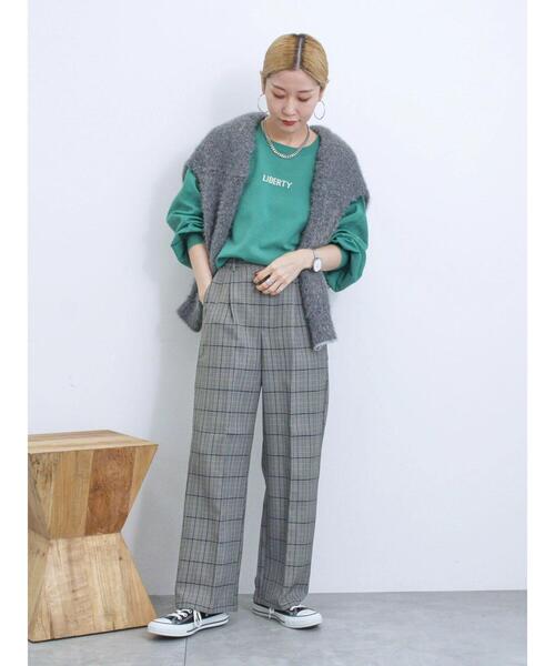 Samansa Mos2 blue（サマンサモスモスブルー）の「カチオン染めチェック柄イージーパンツ（その他パンツ・レディース・グレー/ブラウン/ネイビー/ベージュ・F）」の8枚目の写真