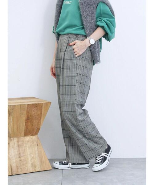 Samansa Mos2 blue（サマンサモスモスブルー）の「カチオン染めチェック柄イージーパンツ（その他パンツ・レディース・グレー/ブラウン/ネイビー/ベージュ・F）」の9枚目の写真