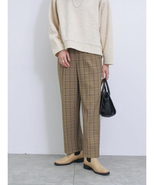 Samansa Mos2 blue（サマンサモスモスブルー）の「カチオン染めチェック柄イージーパンツ（その他パンツ・レディース・グレー/ブラウン/ネイビー/ベージュ・F）」の11枚目の写真