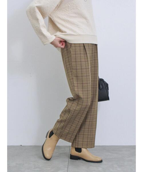 Samansa Mos2 blue（サマンサモスモスブルー）の「カチオン染めチェック柄イージーパンツ（その他パンツ・レディース・グレー/ブラウン/ネイビー/ベージュ・F）」の12枚目の写真