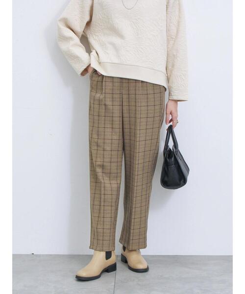 Samansa Mos2 blue（サマンサモスモスブルー）の「カチオン染めチェック柄イージーパンツ（その他パンツ・レディース・グレー/ブラウン/ネイビー/ベージュ・F）」の13枚目の写真